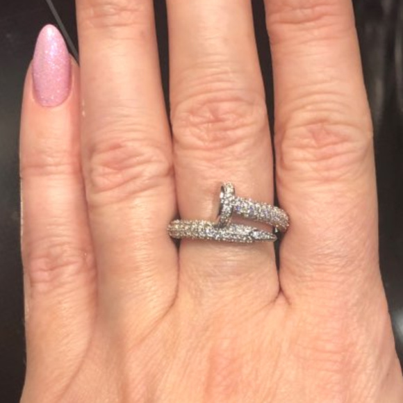 Nail Ring. CZ Wrap ring. - Picture 7 of 8